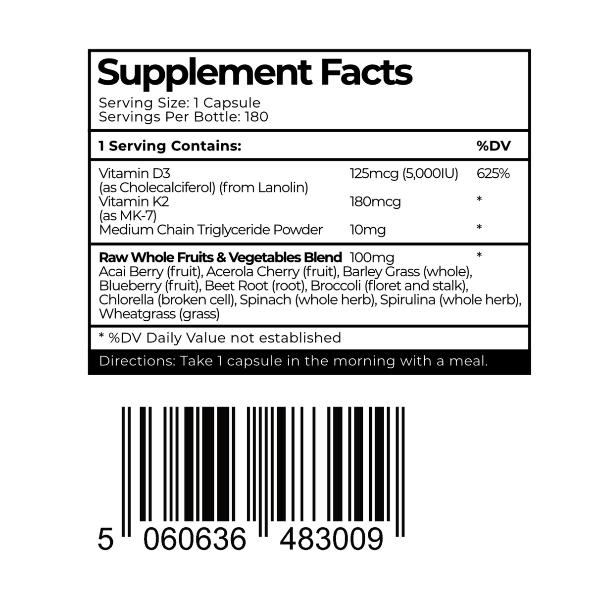 Vitamin D3 + K2 (6 Months Supply)